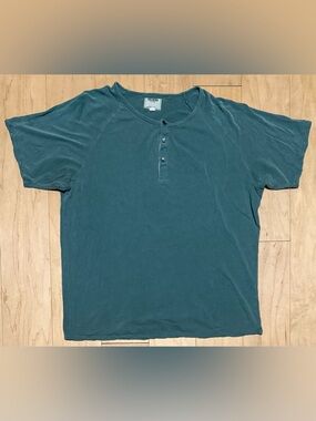 Todd Snyder Lightweight S/S Henley T-Shirt Blue Green Teal Canada Men’s Large